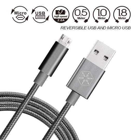 SilverStone Reversible USB-A to Reversible Micro-B