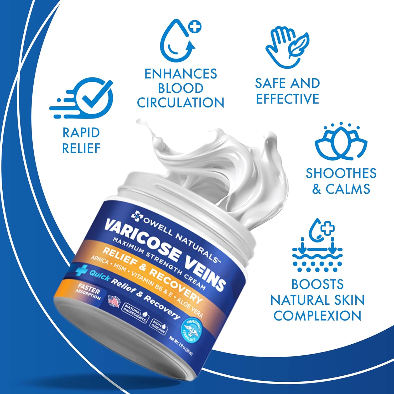OWELL NATURALS Varicose & Spider Vein Leg Cream 2oz - Image 3